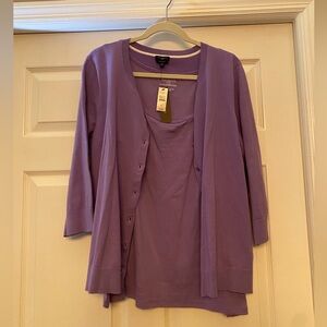 Talbots Lavender Cardigan and Top Set